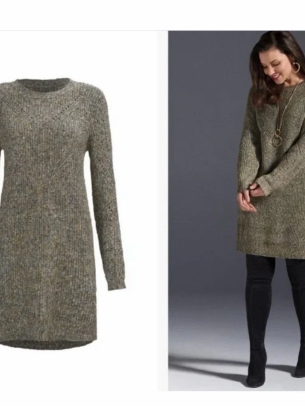 Cabi Knit Sweater Dress tunic in Artichoke Medium